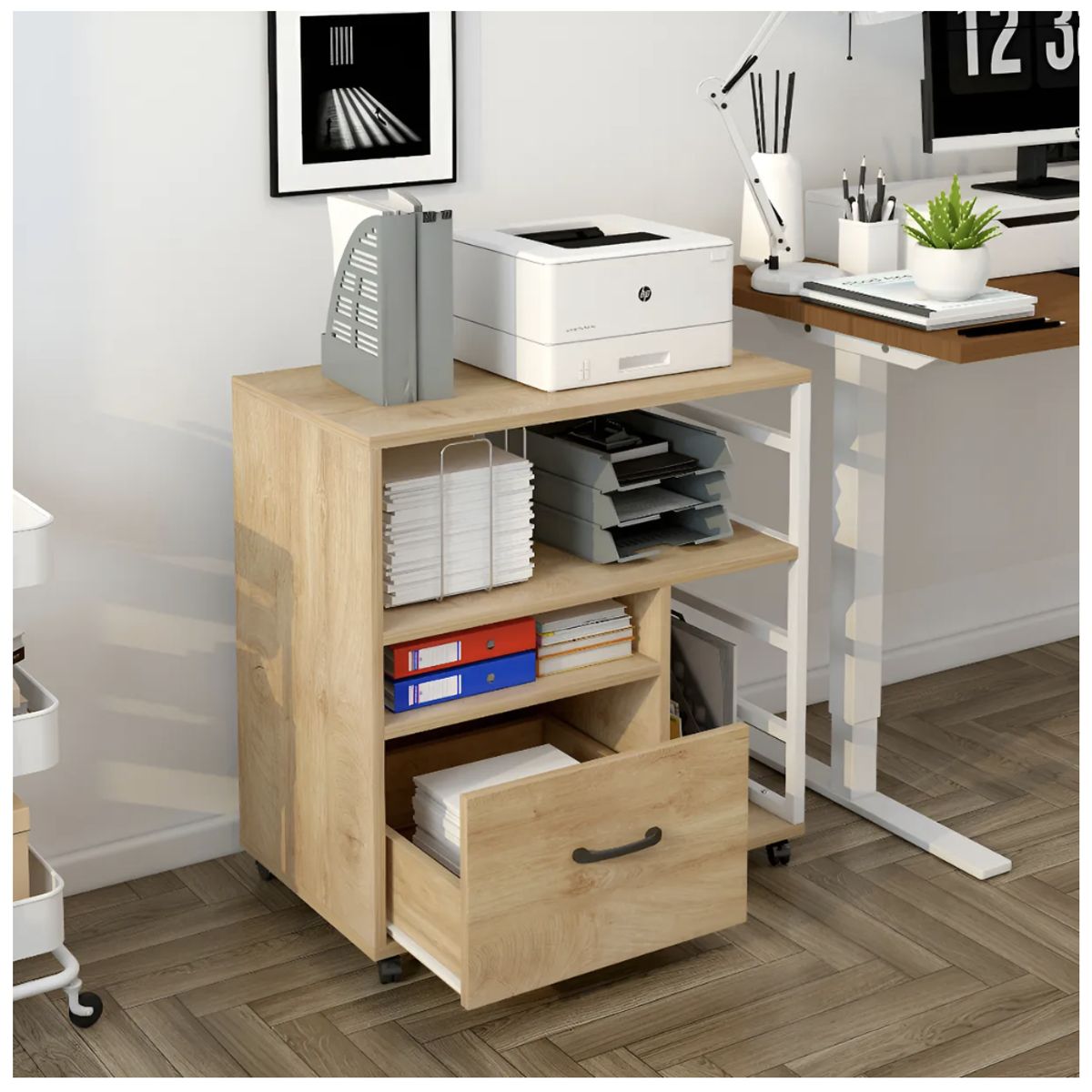 HOMER DESIGN - Mueble De Oficina Archivador Cajonera Y Rueda Multiusos