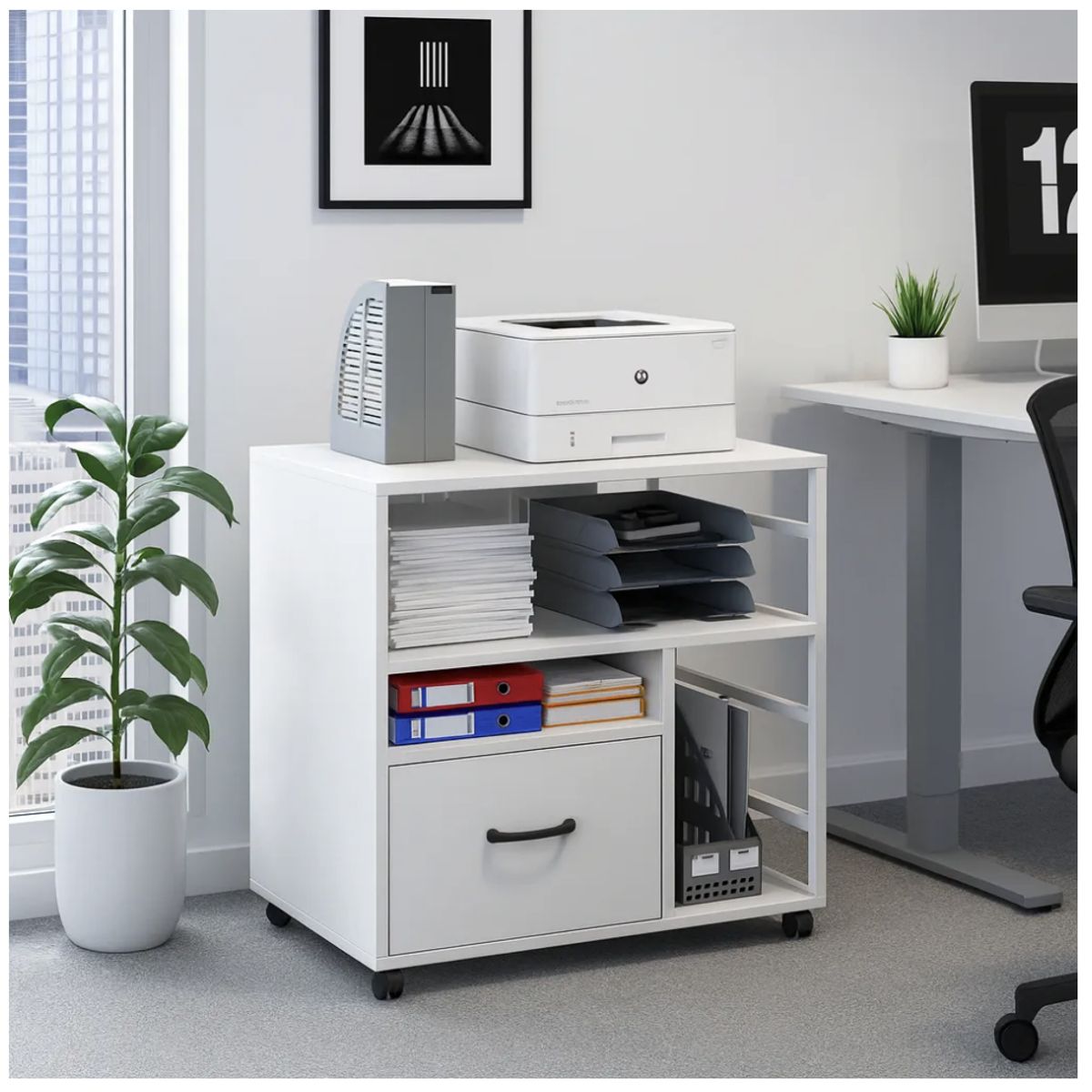 HOMER DESIGN - Mueble De Oficina Archivador Cajonera Y Rueda Multiusos