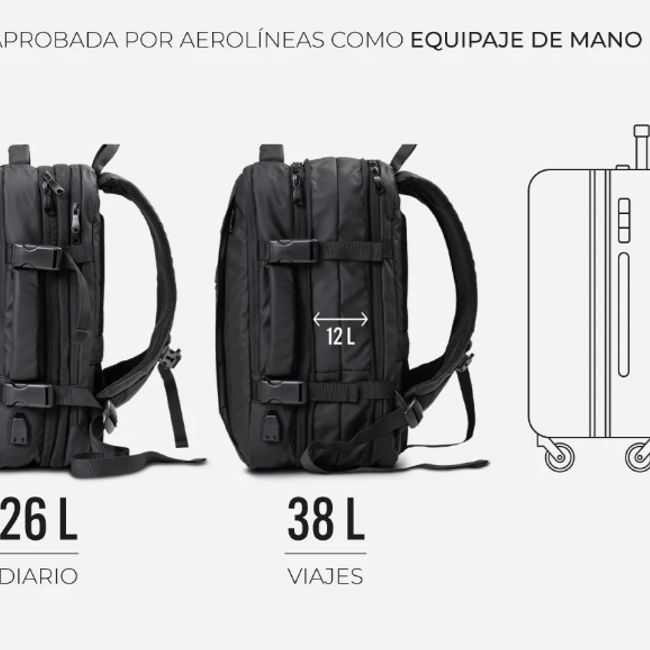UNIVERSAL - Mochila Maleta De Viaje Expandible Impermeable 38L