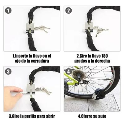 Imagen 2 del producto Cadena Seguridad - Candado Cadena Para Motos Bicicleta 90cm