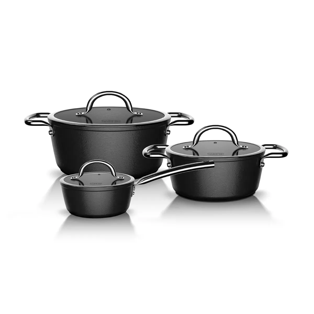 WENS - Batería de cocina 6 Piezas Aluminio Forjado Black