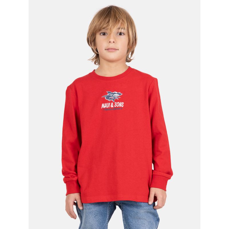 MAUI AND SONS - Polera ML Driftor Rojo Infantil Maui And Sons