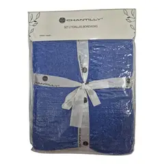 CHANTILLY - Set Toalla de Baño Bordada Cara y Cuerpo Azul