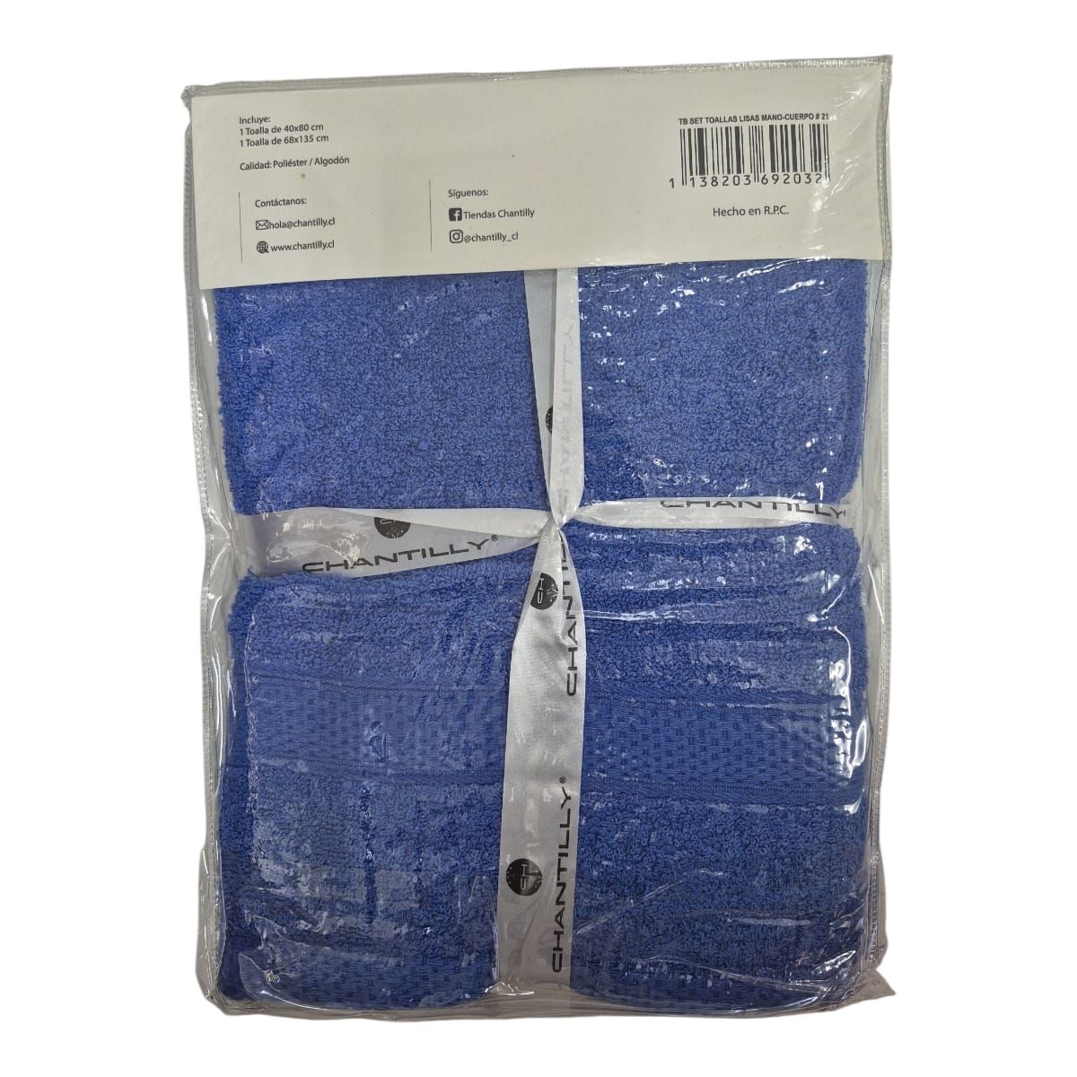 CHANTILLY - Set Toalla de Baño Bordada Chantilly Cara y Cuerpo Azul