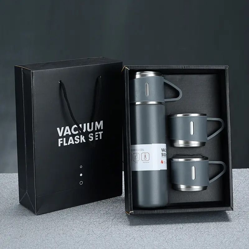 GENERICO - Set Termo Para Agua Caliente/fría + 3 Tazas 500