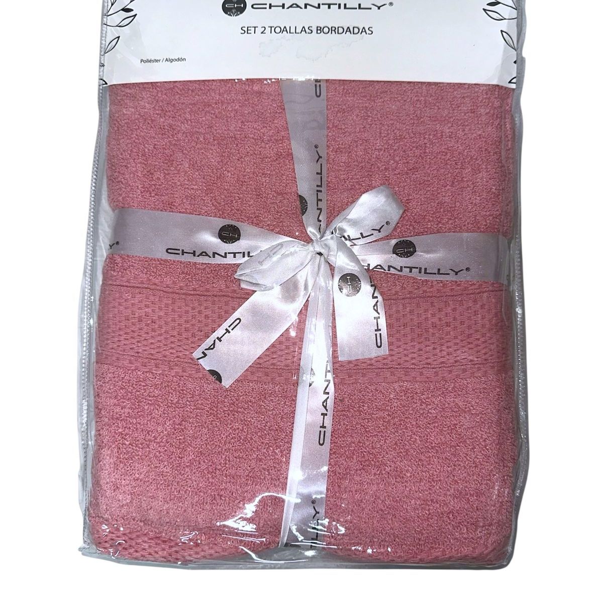 CHANTILLY - Set Toalla de Baño Bordada Chantilly Cara y Cuerpo Rosa