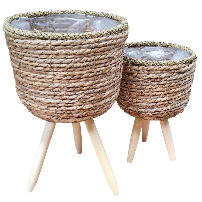 GENERICO - Set X2 Macetero Mimbre Rustico Para Plantas 43 Y 33 Cm Alto
