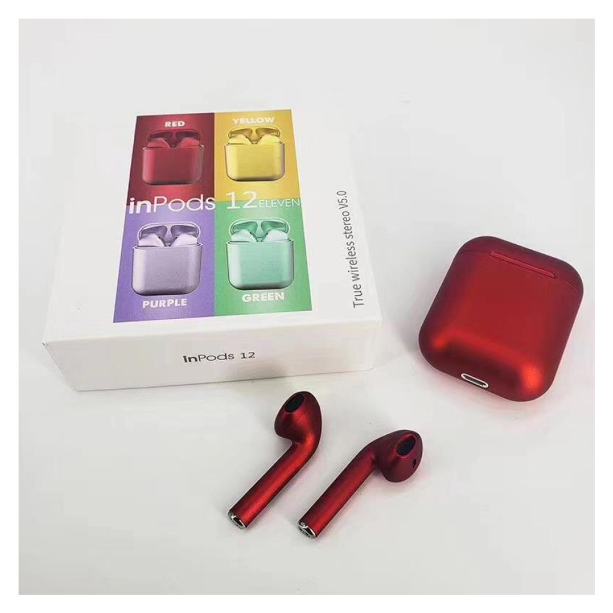 NATIVE - AUDIFONOS BLUETOOTH INPODS I12  ROJO METALICO TWS