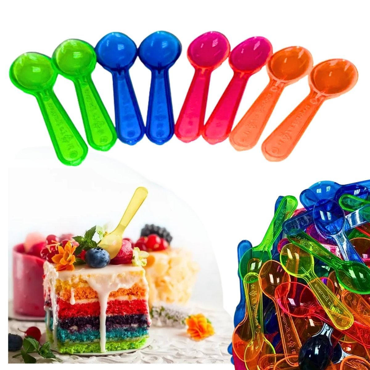 GENERICO - Cucharita De Helado y Postres De Colores 250 Unidades