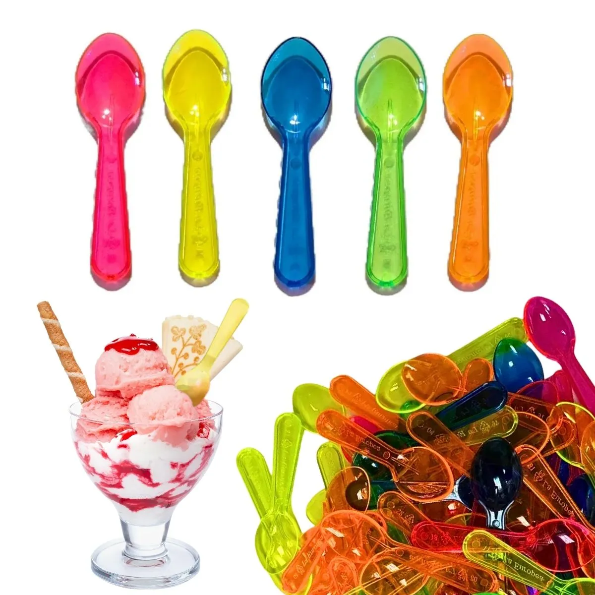 GENERICO - Cucharita De Helado y Postres De Colores 250 Unidades