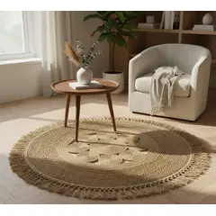 GENERICO - Alfombra Venus Redonda Yute Natural Flecos 80cm Casa Cuore