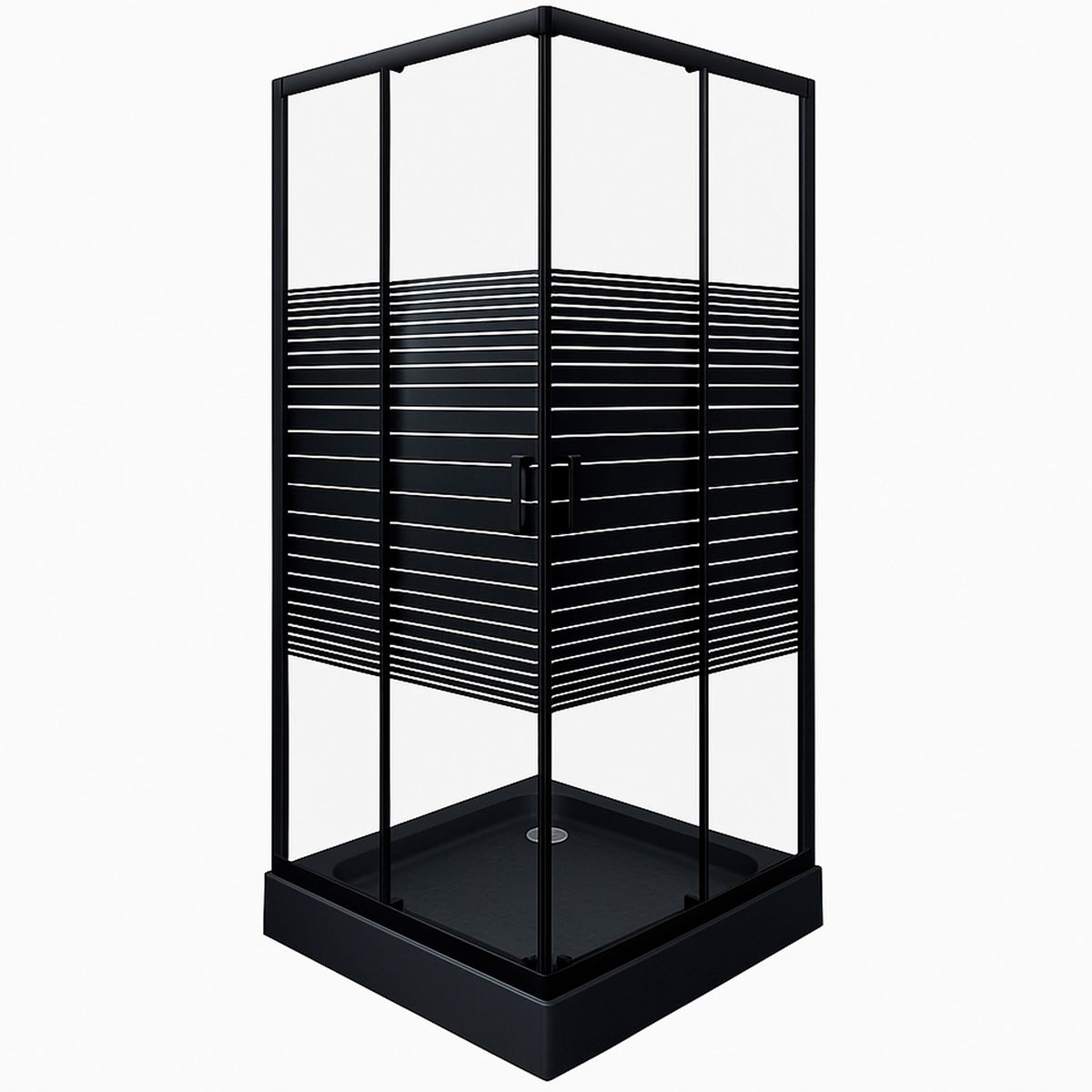 JOYTEK - Shower Recto Strava Negro 80x80x198cm Incluye Receptáculo