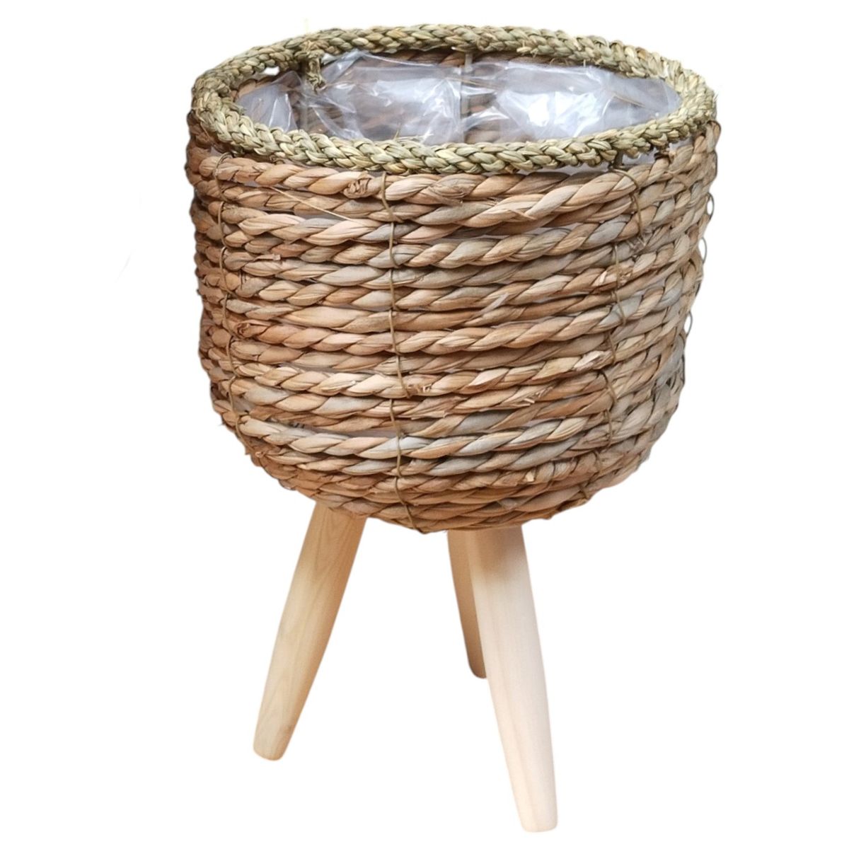 GENERICO - Macetero Mimbre Rustico Para Plantas 33 Cm Alto