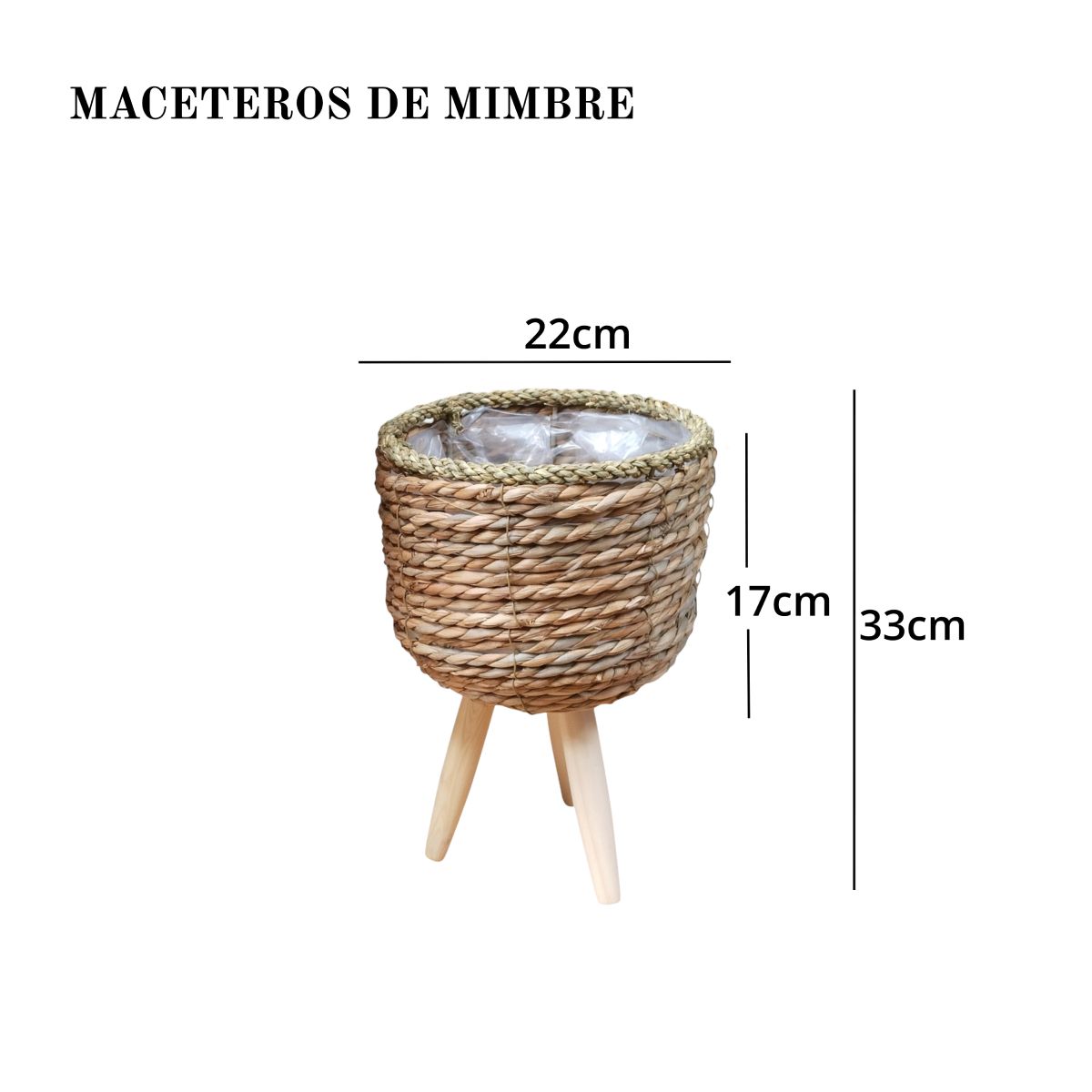 GENERICO - Macetero Mimbre Rustico Para Plantas 33 Cm Alto