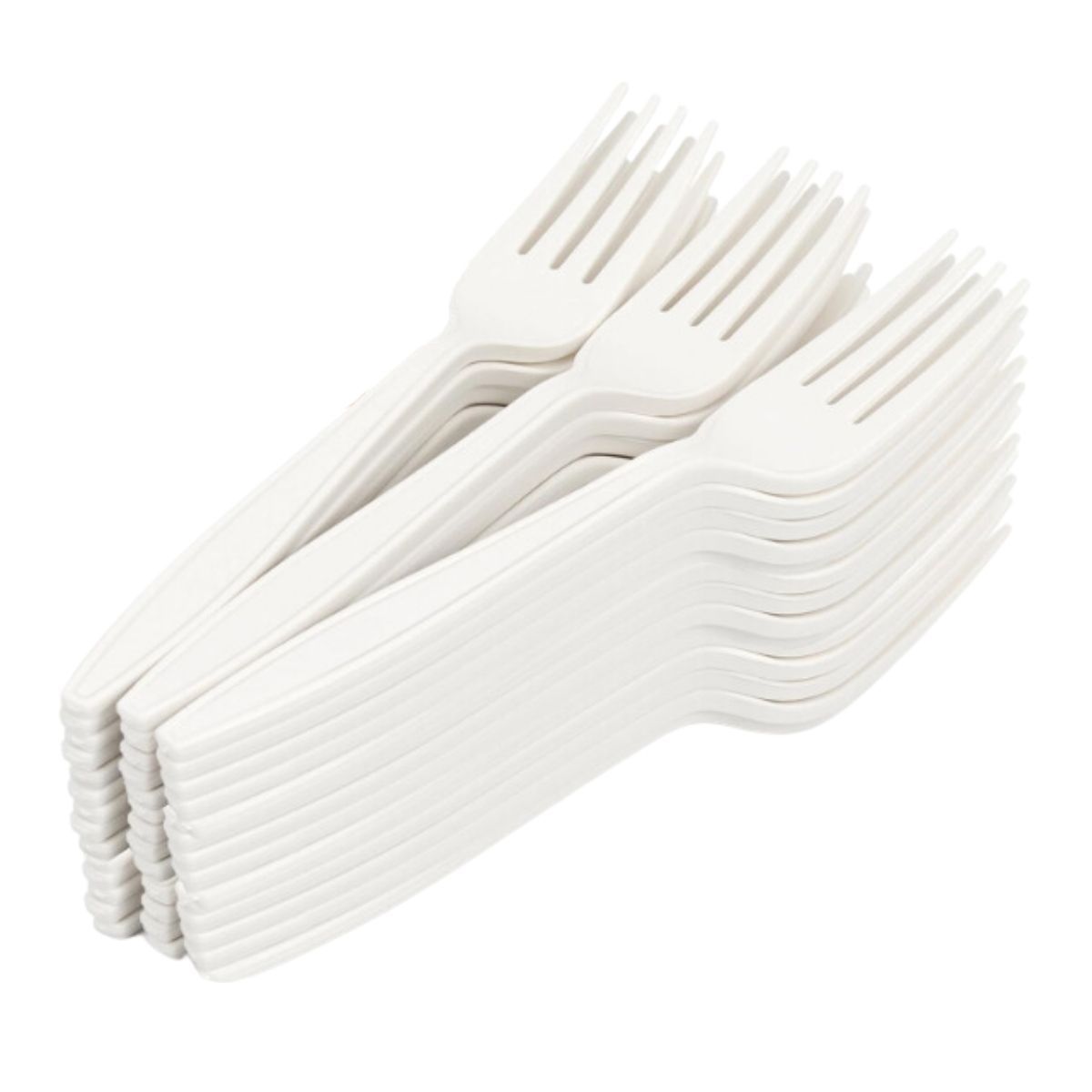 GENERICO - Tenedor Blanco Biodegradable para Cotillón Pack 50 Unidades