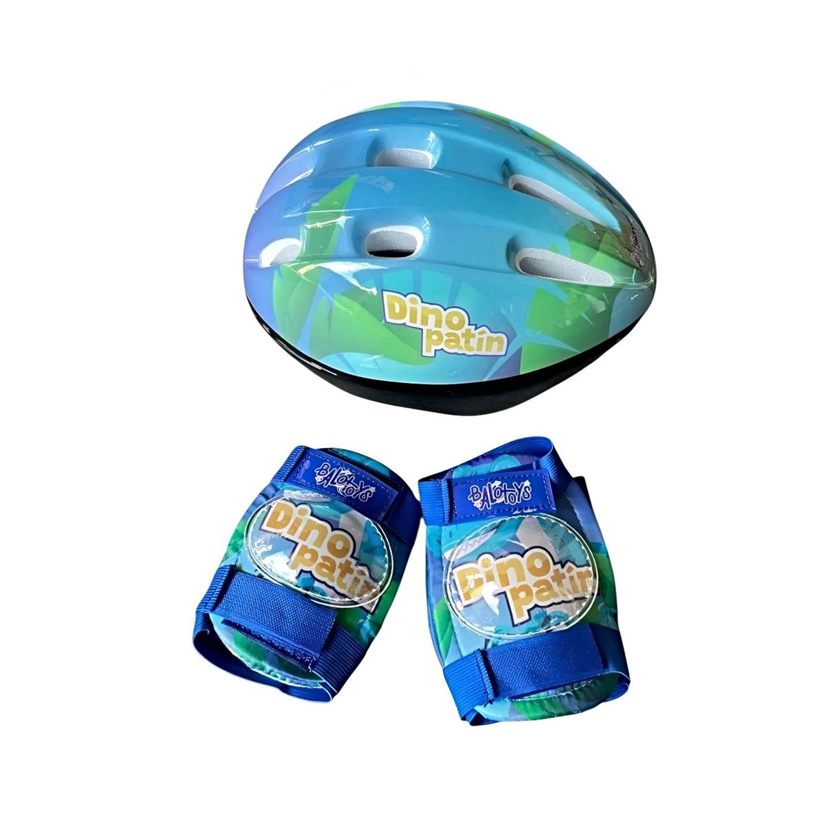 GENERICO - SET PATIN 4 RUEDAS DINOPATIN CON PELUCHE AZUL TALLA XS 27-30