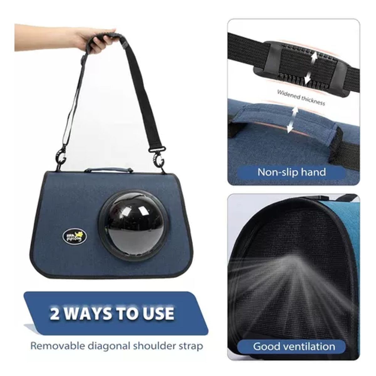 GENERICO - Bolso transporte cápsula mascotas malla transpirable azul