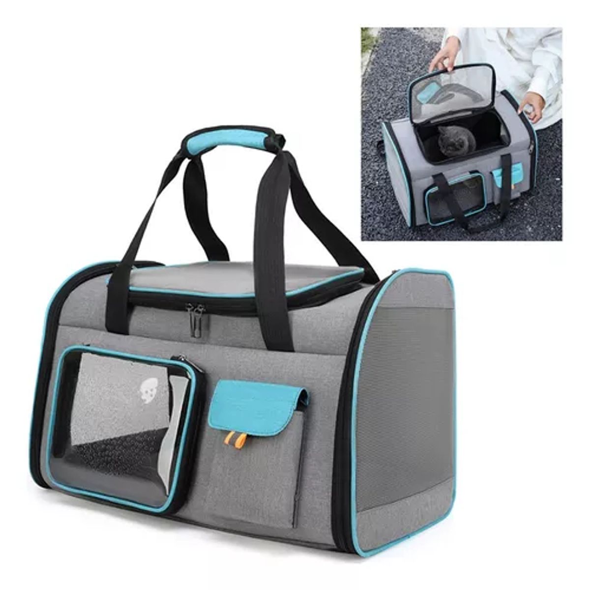 GENERICO - Bolso transportador de gato mochila respirable gris