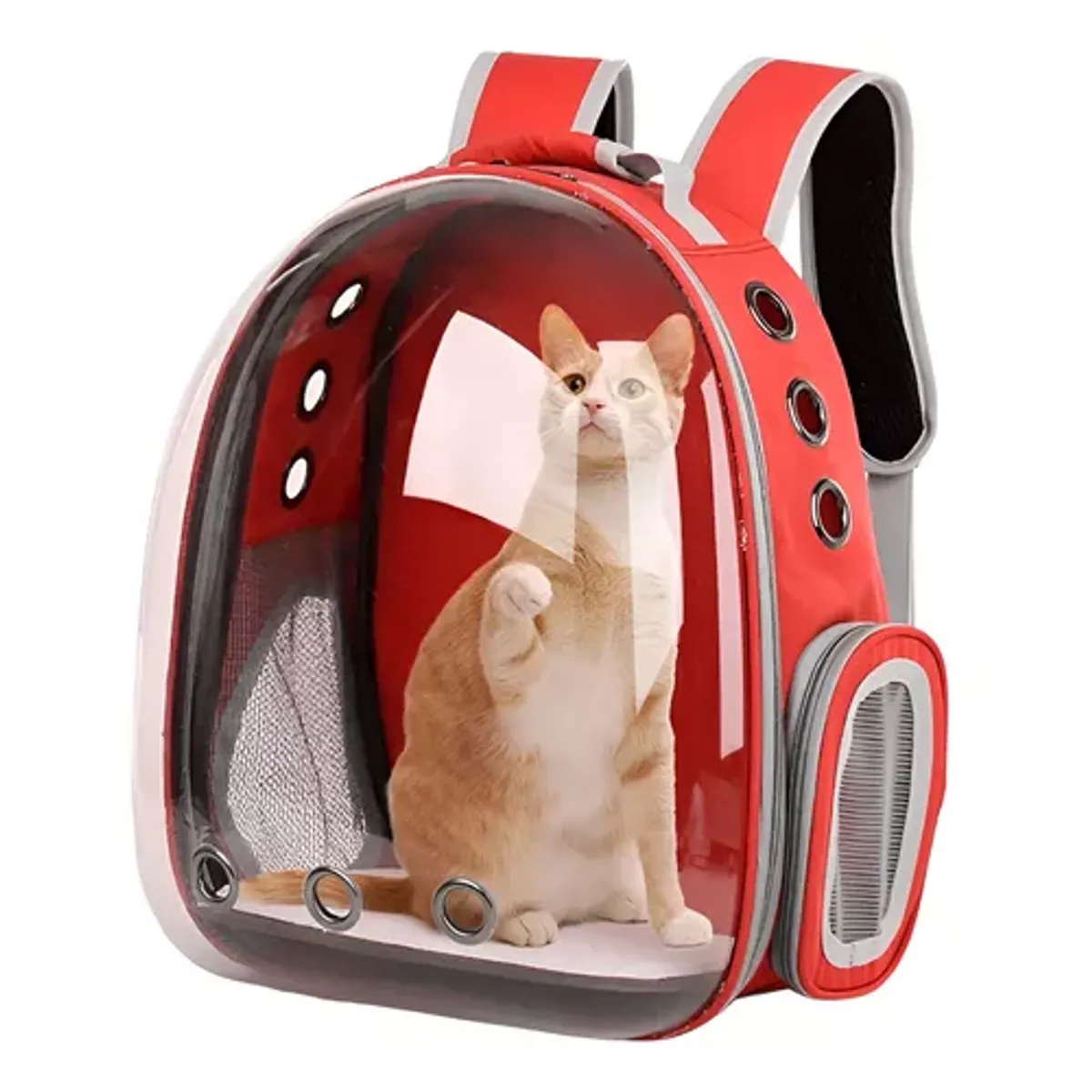 GENERICO - Bolso mochila transportador para mascotas perros-gatos rojo