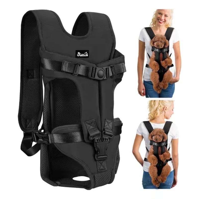 GENERICO - Mochila transportadora ajustable mascotas perros S negro
