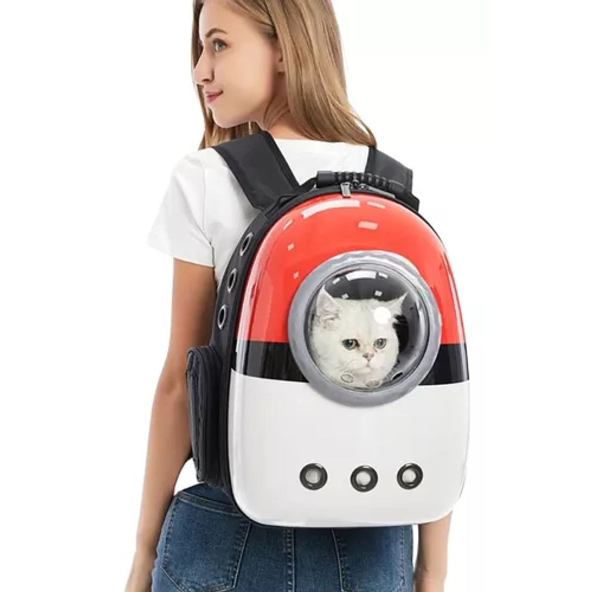 GENERICO - Mochila bolso transparente mascotas perro y gato multicolor