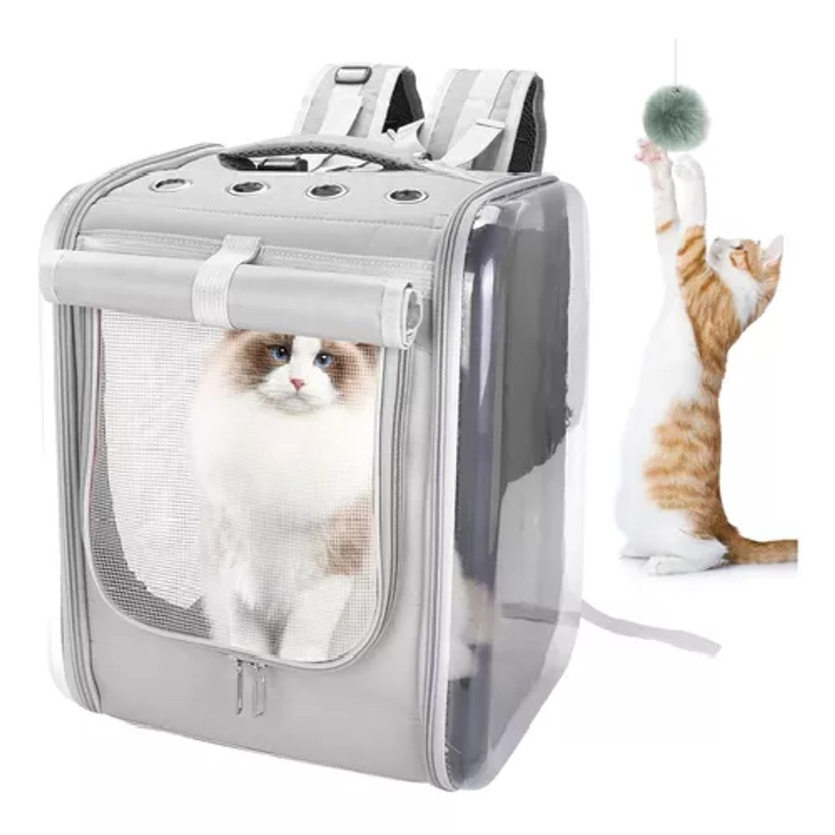 GENERICO - Bolso mochila transporte perros y gatos gris