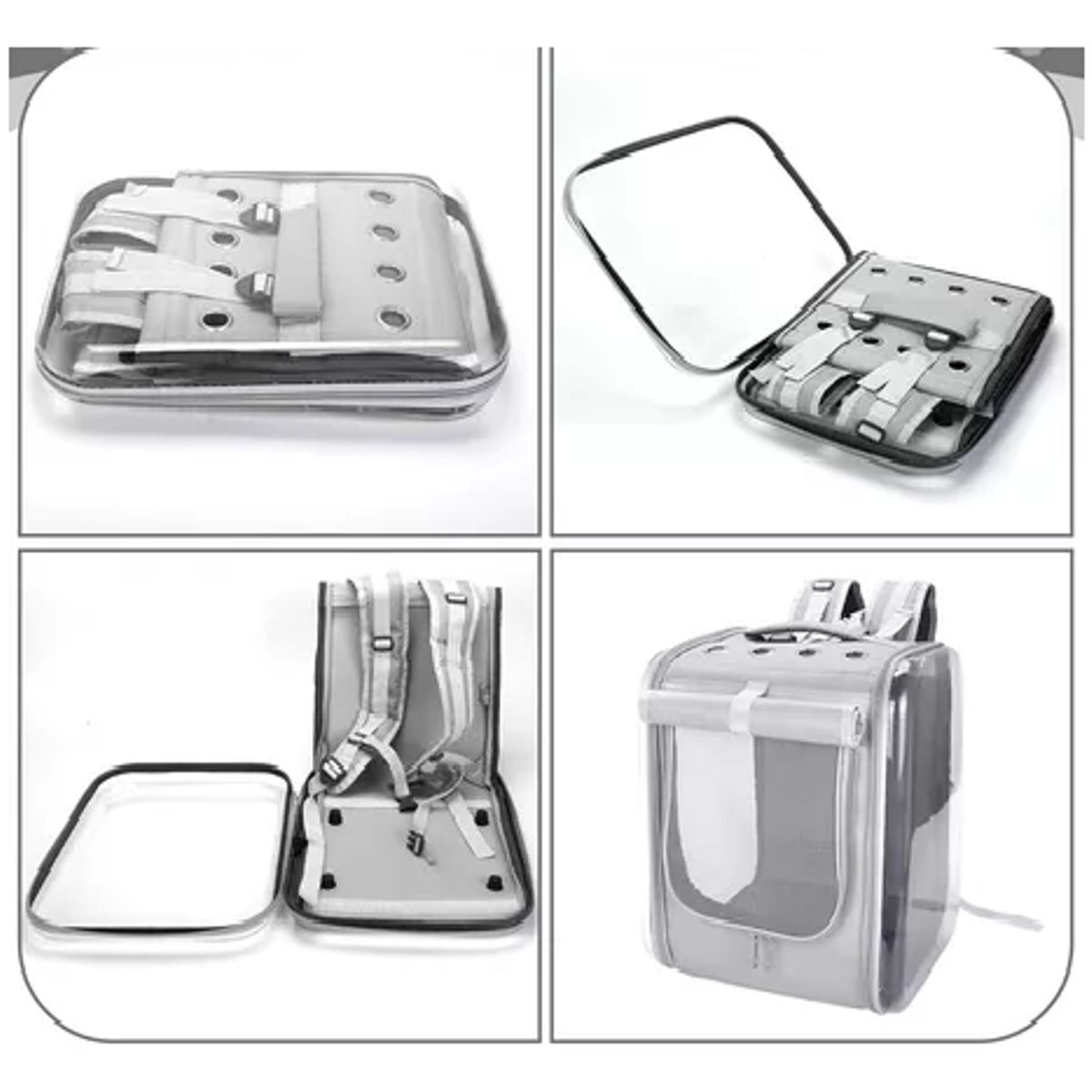 GENERICO - Bolso mochila transporte perros y gatos gris