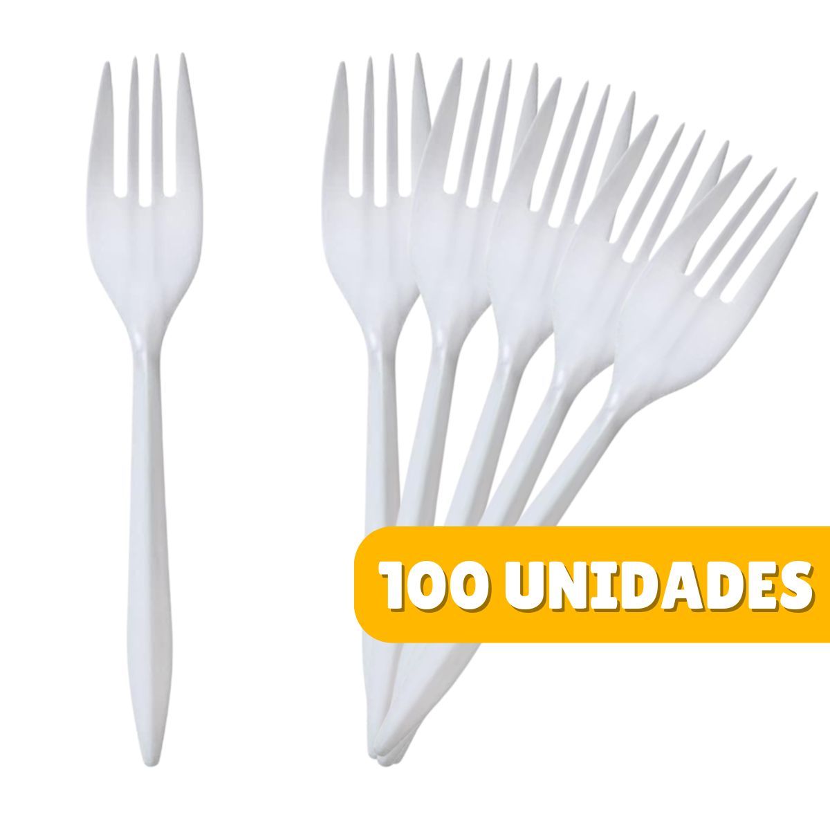 GENERICO - Tenedor Plástico Desechable 100 unidades Cubiertos Blanco