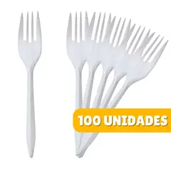 GENERICO - Tenedor Plástico Desechable 100 unidades Cubiertos Blanco