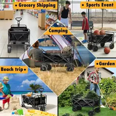 EVERSO - Carrito Compras Plegable Carro De Camping Con Ruedas Negro Con Mesa