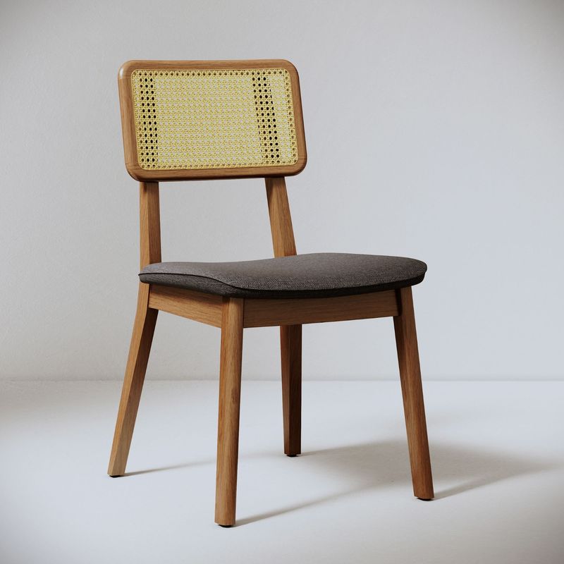 MILK - Silla Comedor Monte Gris Y Rattan