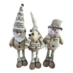 GENERICO - Pack x3 muñecos navideños pata larga pascuero mono nieve verde