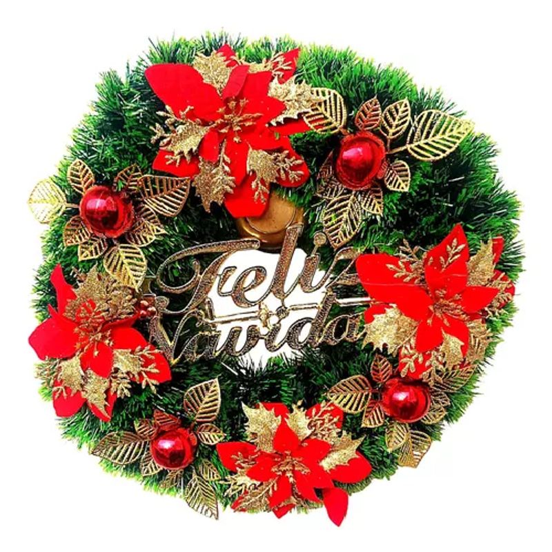 GENERICO - Corona navideña guirnalda de decoración 30 cm color rojo