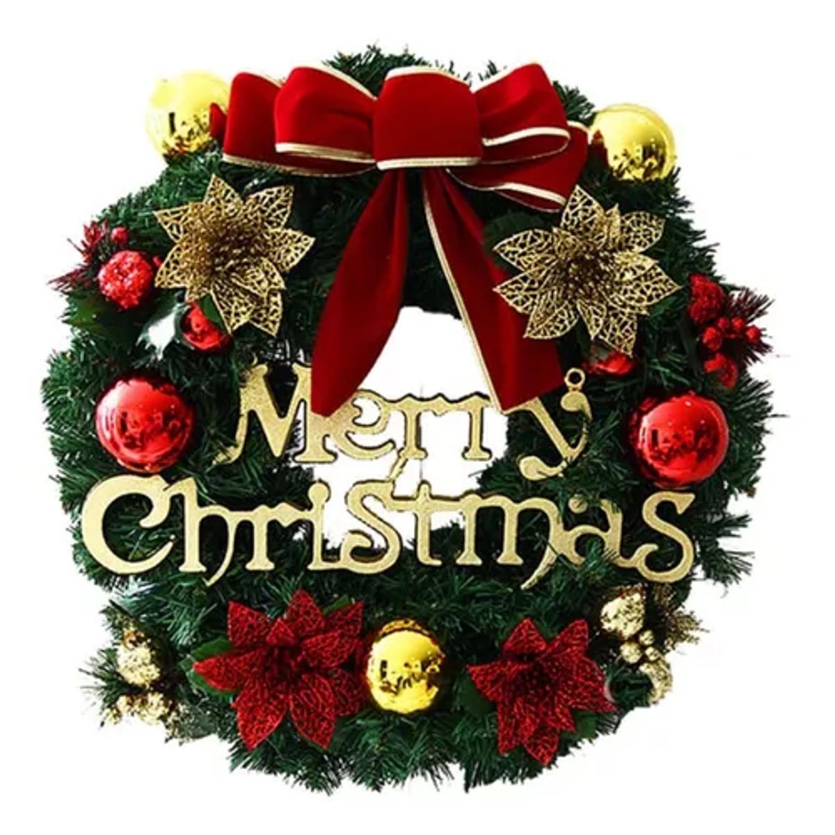 GENERICO - Corona navideña guirnalda de decoración 30 cm multicolor