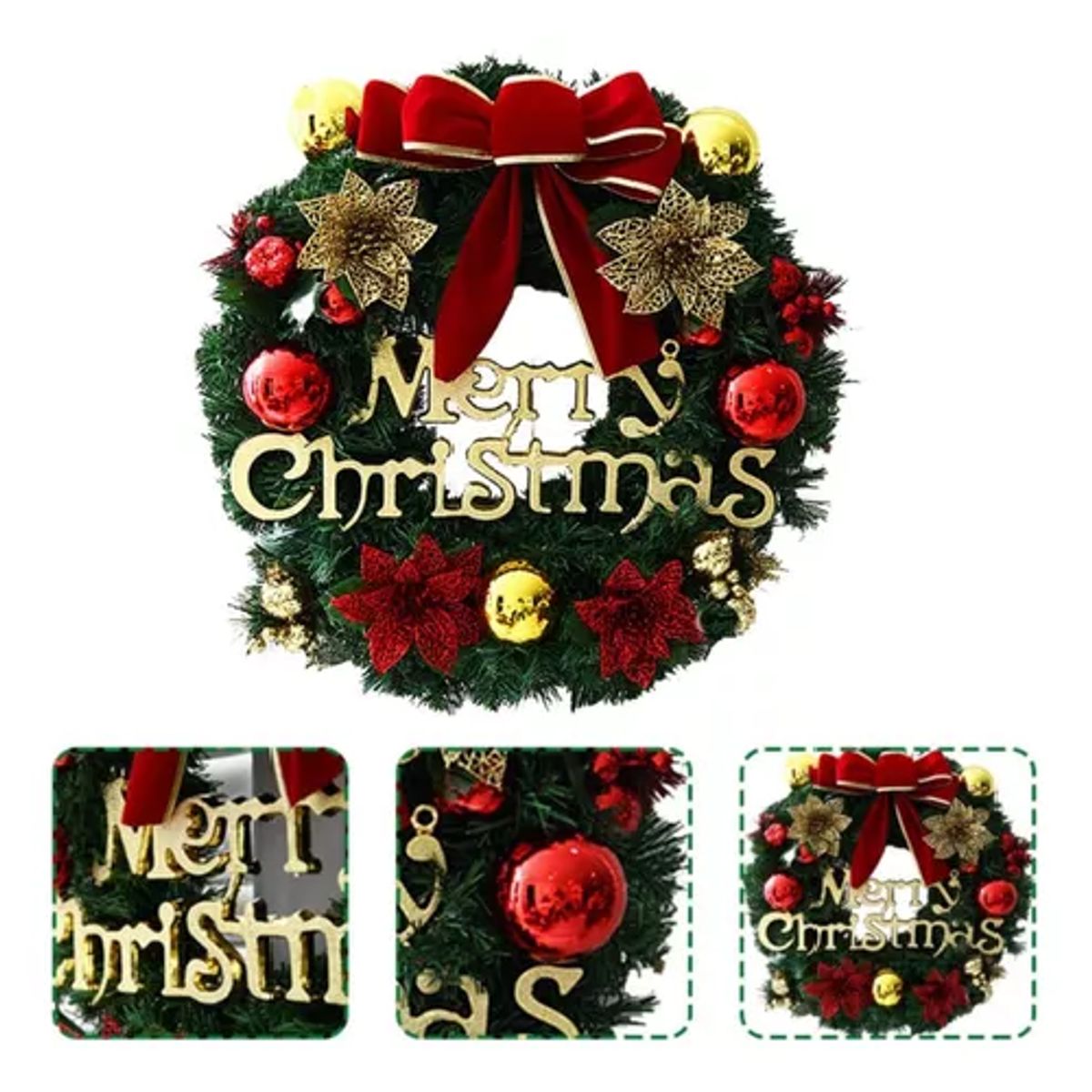 GENERICO - Corona navideña guirnalda de decoración 30 cm multicolor