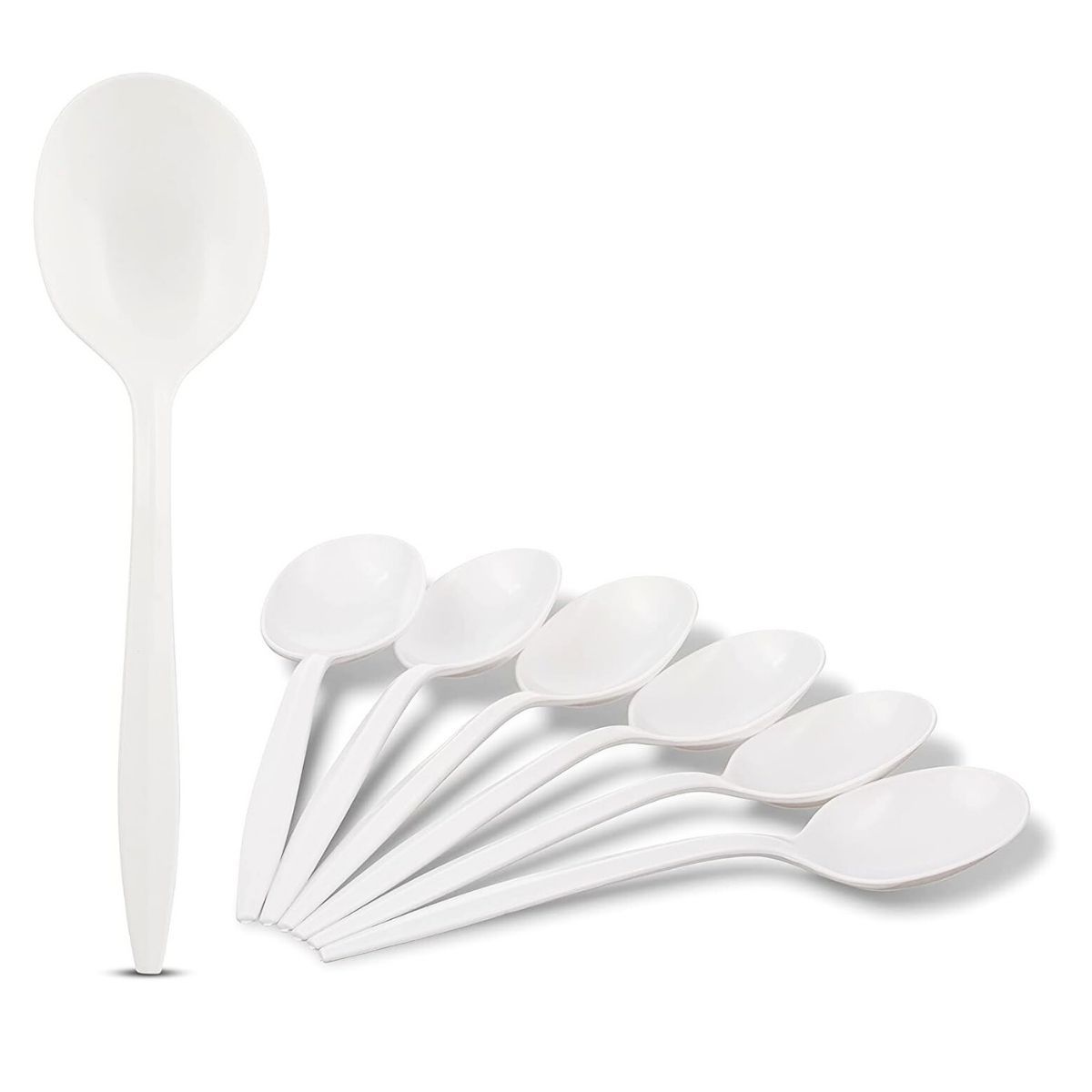 GENERICO - Cuchara Blanca Plástica De Sopa Desechable 100 Unidades