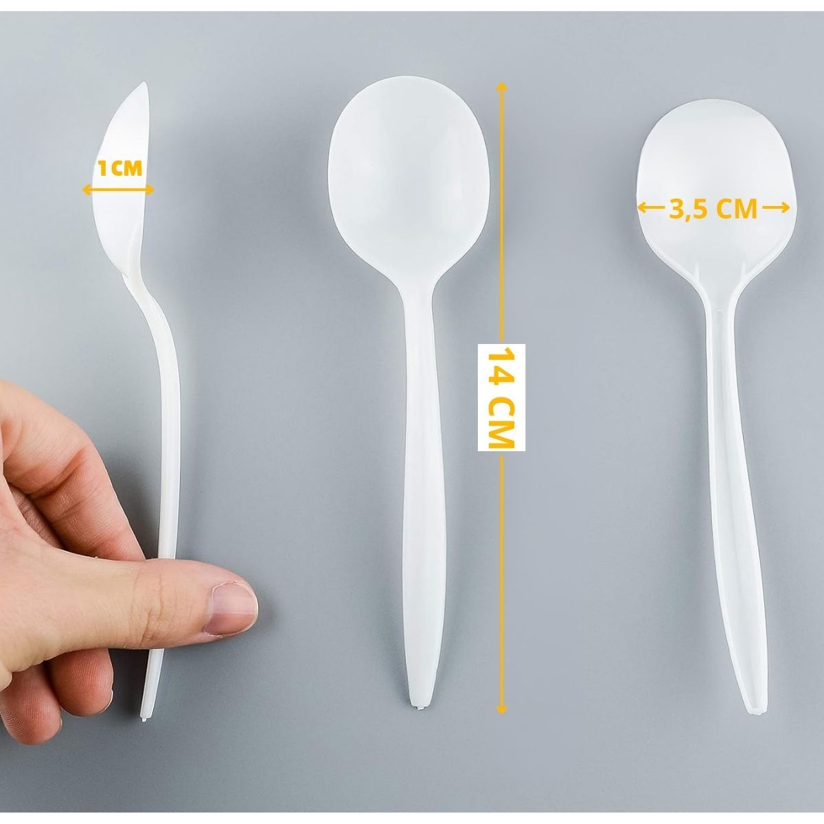 GENERICO - Cuchara Blanca Plástica De Sopa Desechable 100 Unidades