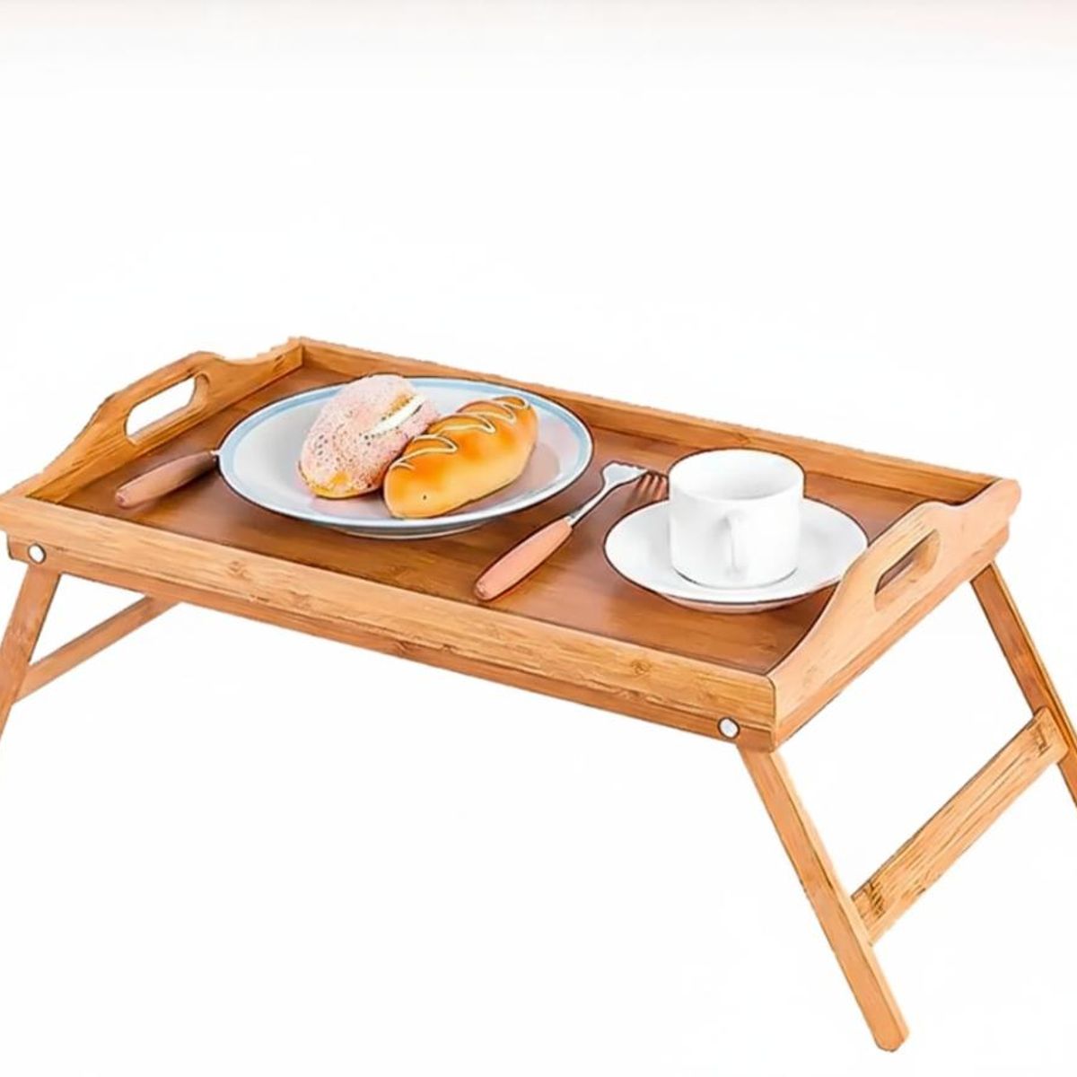 GENERICO - Bandeja Desayuno Cama Plegable Madera Natural Multifuncional