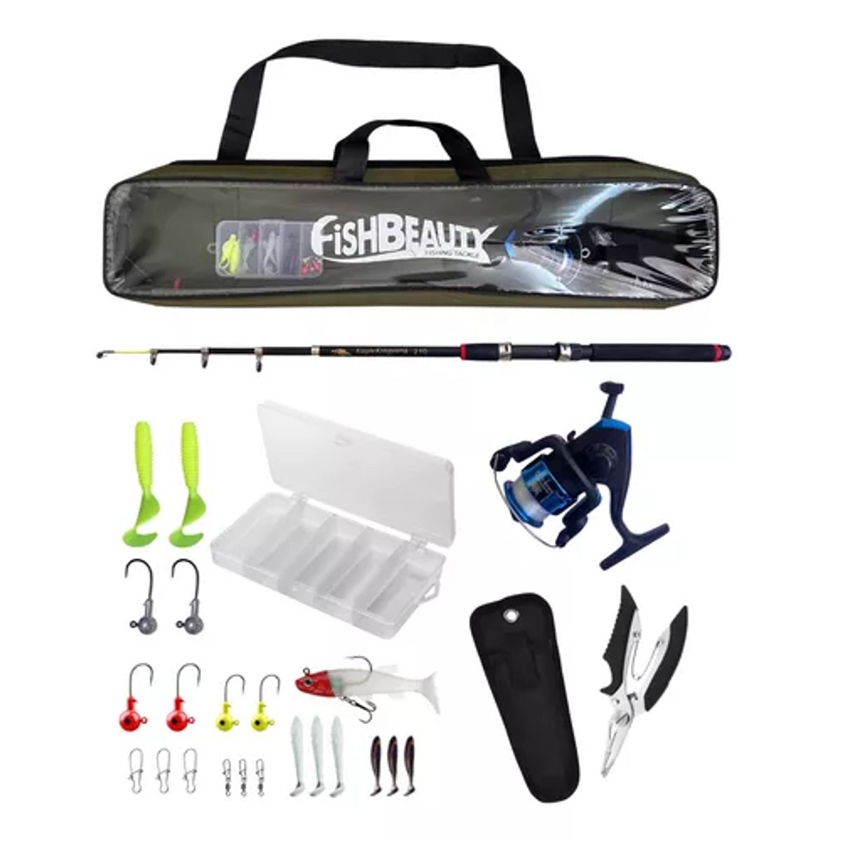 GENERICO - Kit de iniciación de caña de pesca de 210 cm con accesorios