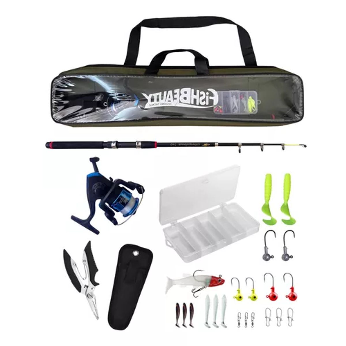 GENERICO - Kit de iniciación de caña de pesca de 210 cm con accesorios