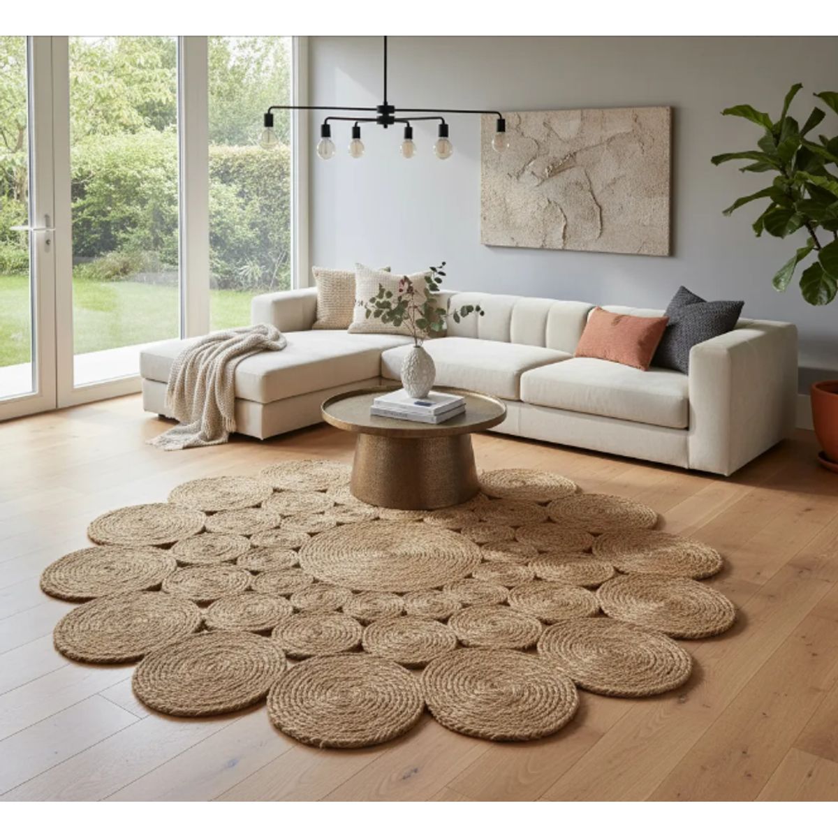 GENERICO - Alfombra Redonda Yute Natural Mercurio 120cm Casa Cuore