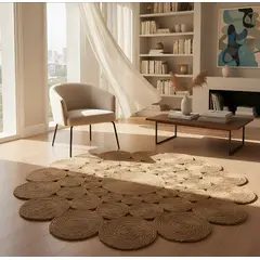 GENERICO - Alfombra Redonda Yute Natural Mercurio 120cm Casa Cuore