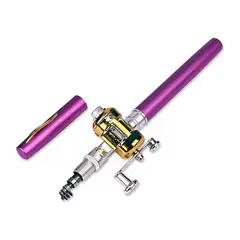 GENERICO - Caña de pescar portátil de bolsillo tipo lápiz fucsia