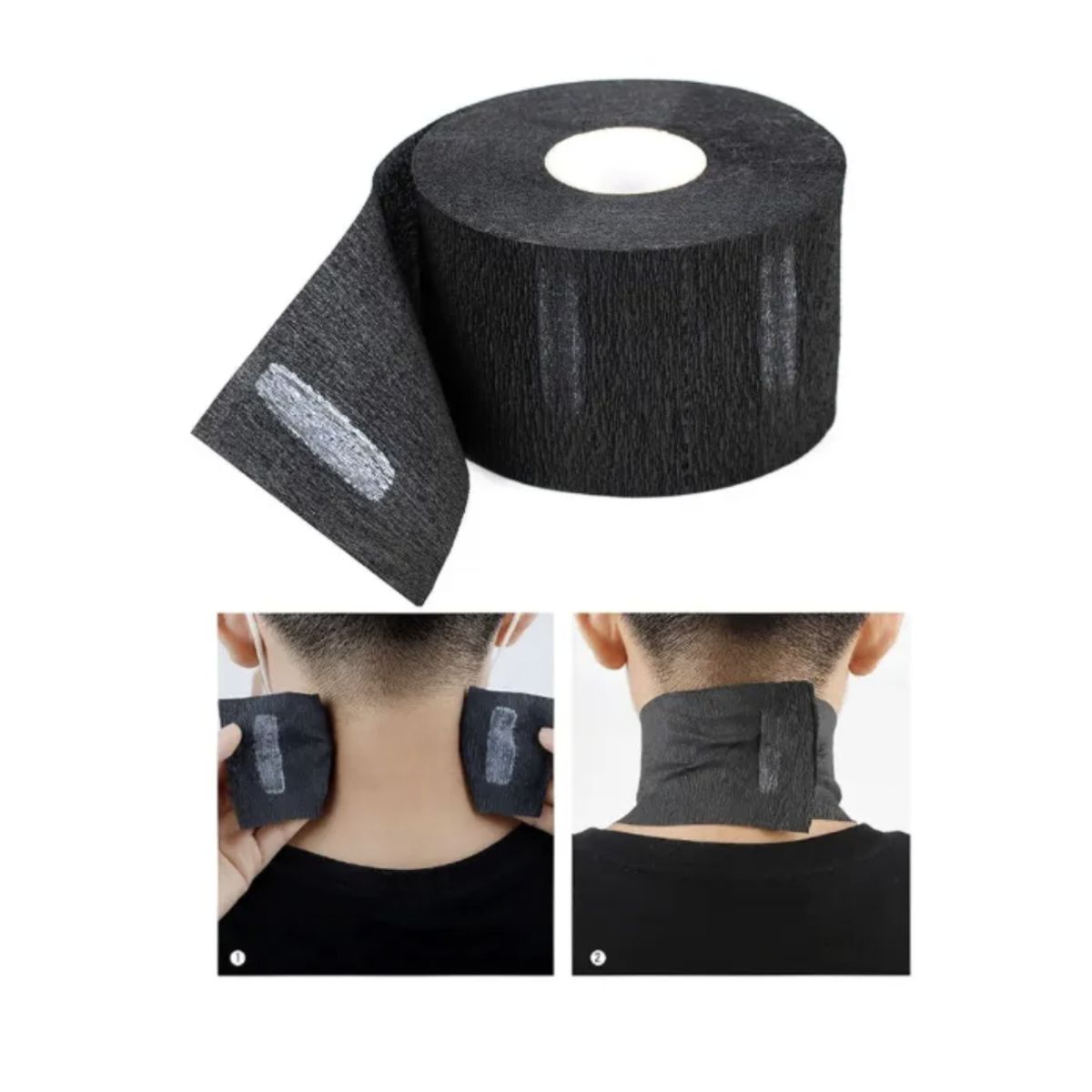 GENERICO - Pack 5 Papel Cuello Para Barbería O Peluquería Negro