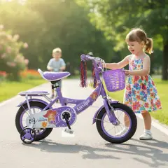 GENERICO - Bicicleta Infantil con Ruedas de Seguridad Aro 12 Lila