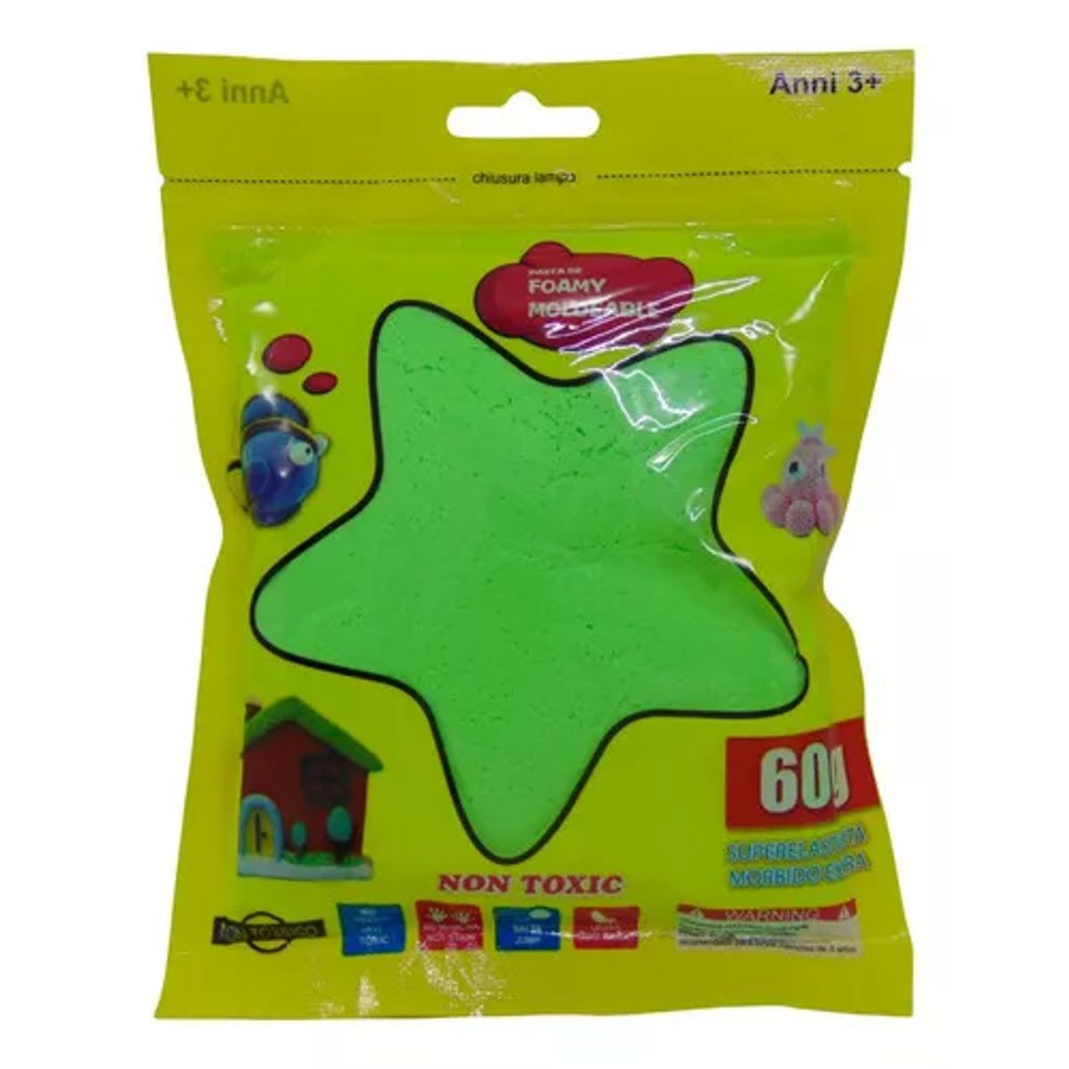 GENERICO - 3 bolsas de foamy moldeable 60 g color mixto slime didáctico