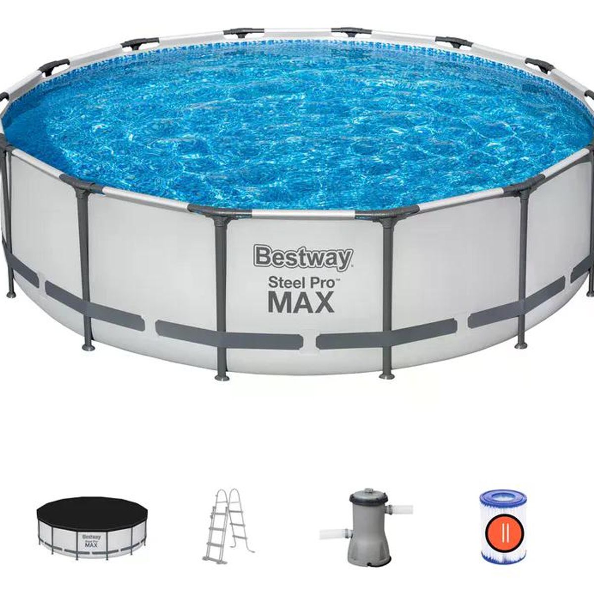 BESTWAY - SET PISCINA BESTWAY REDONDA STEEL PRO MAX CON FILTRO 427M X 107M
