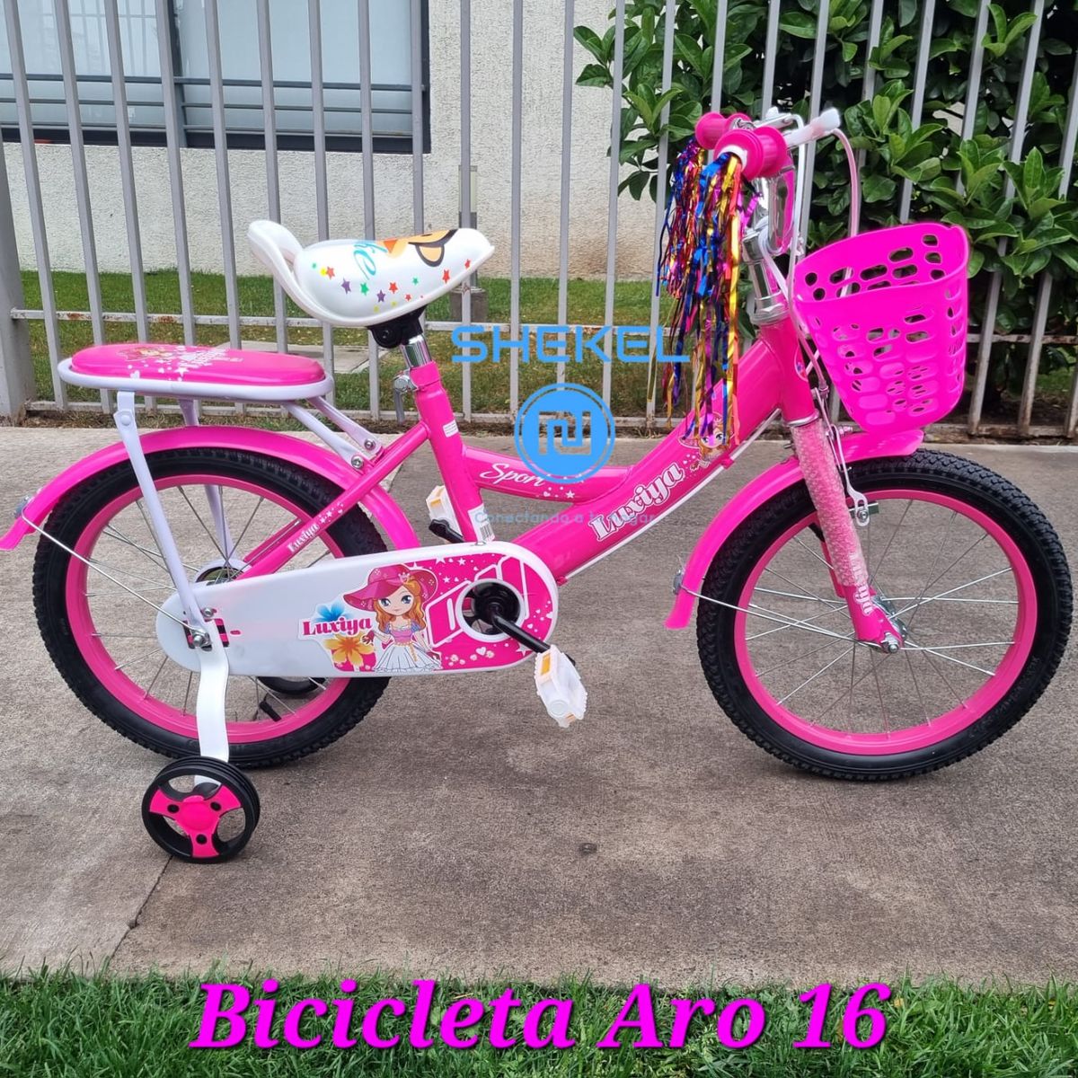 GENERICO - Bicicleta Infantil con Ruedas de Seguridad Aro 16 Fucsia