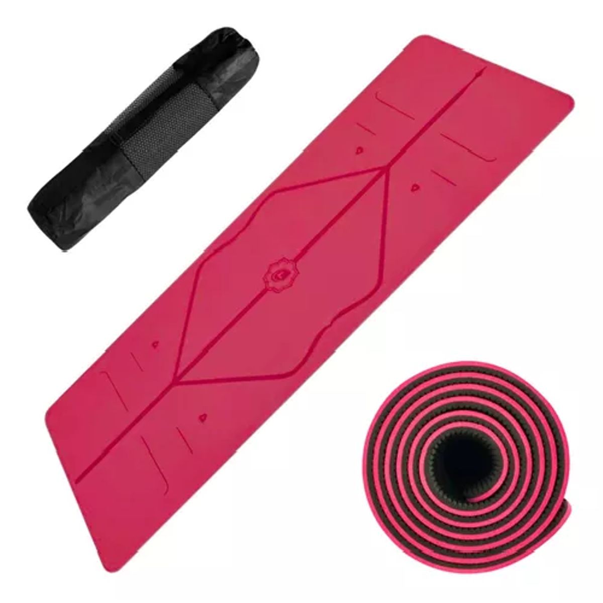 GENERICO - Mat de yoga 8 mm eco con guías doble con bolso y correa