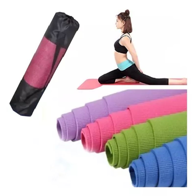 GENERICO - Colchoneta mat de yoga manta con bolso 4 mm 173x61 cm morado
